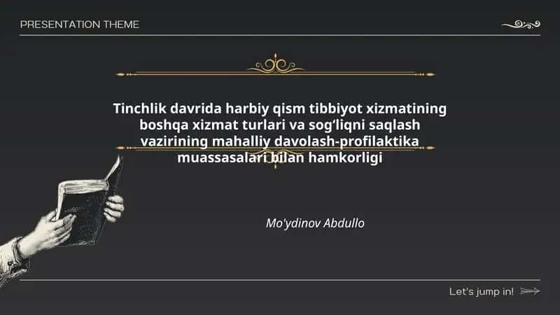 Tinchlik davrida harbiy qism tibbiyot xizmati