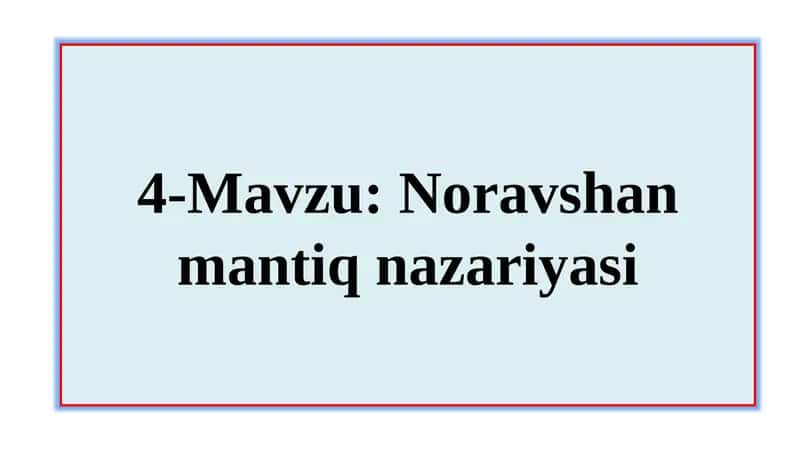 Noravshan mantiq nazariyasi
