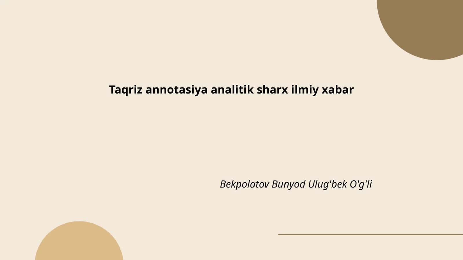 Taqrizning nazariy asoslari