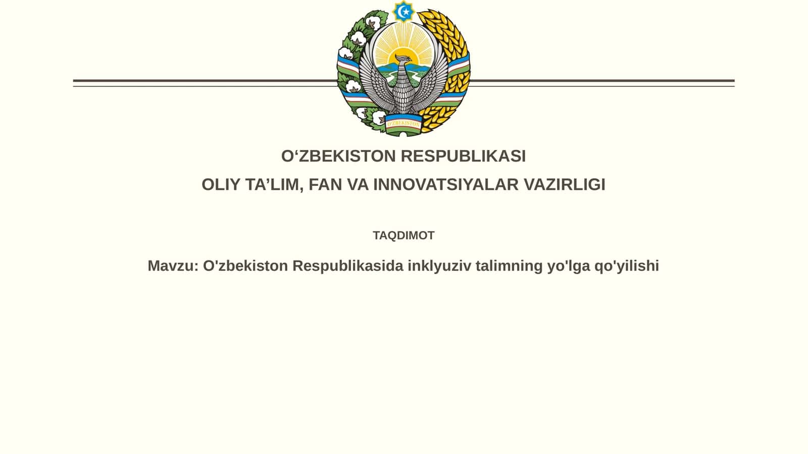O'zbekiston Respublikasida inklyuziv ta'limning yo'lga qo'yilishi