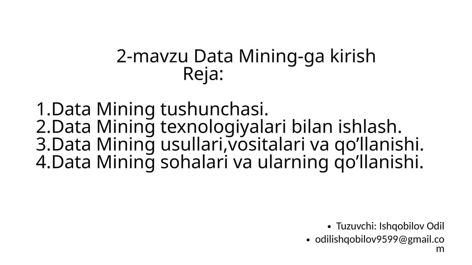 Data Mining-ga kirish
