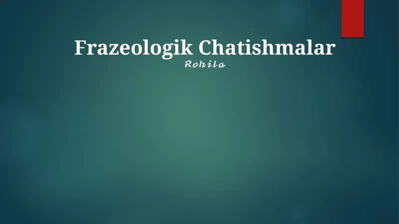 Frazeologik Chatishmalar