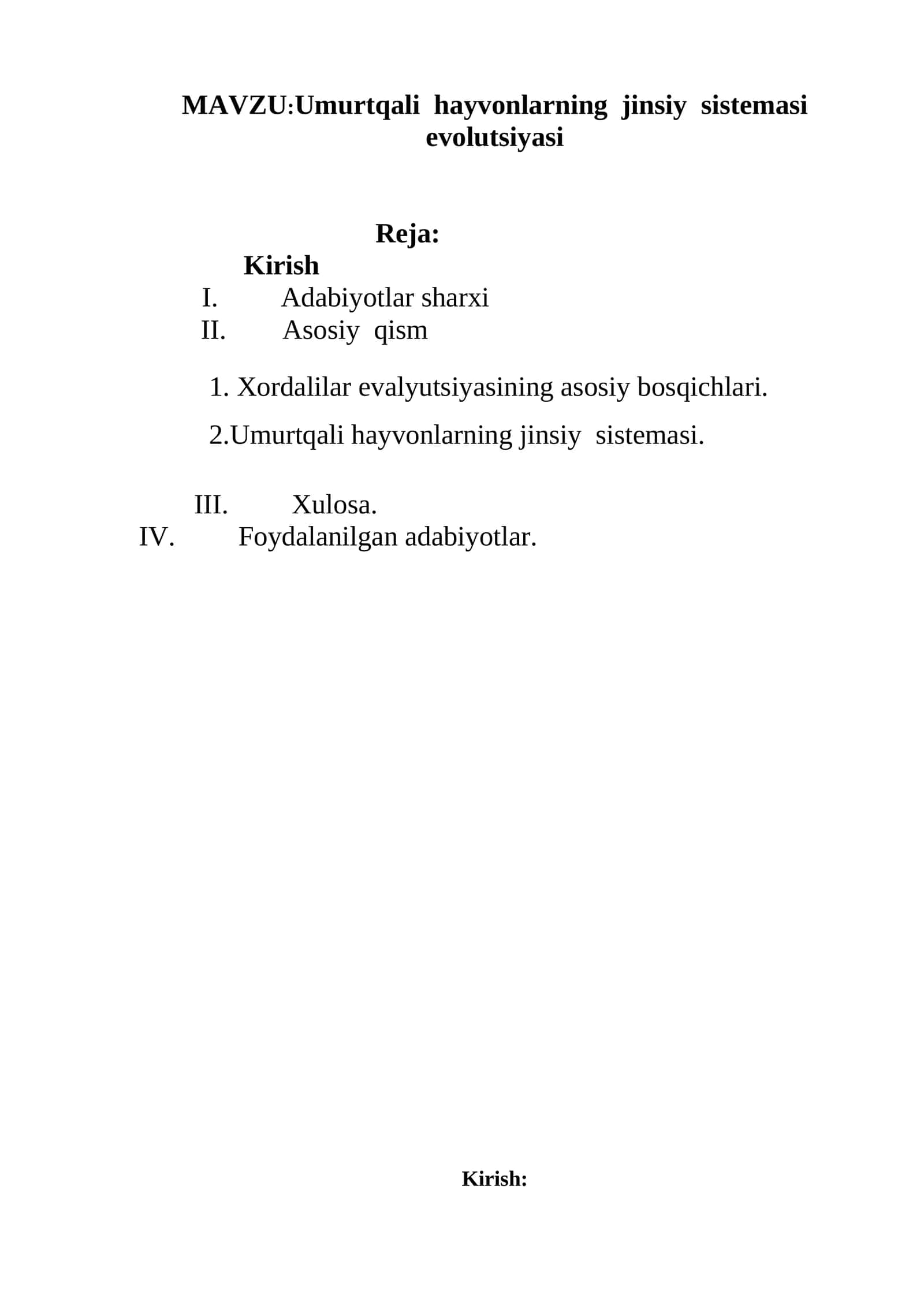 Umurtqali hayvonlarning jinsiy sistemasi evolutsiyasi