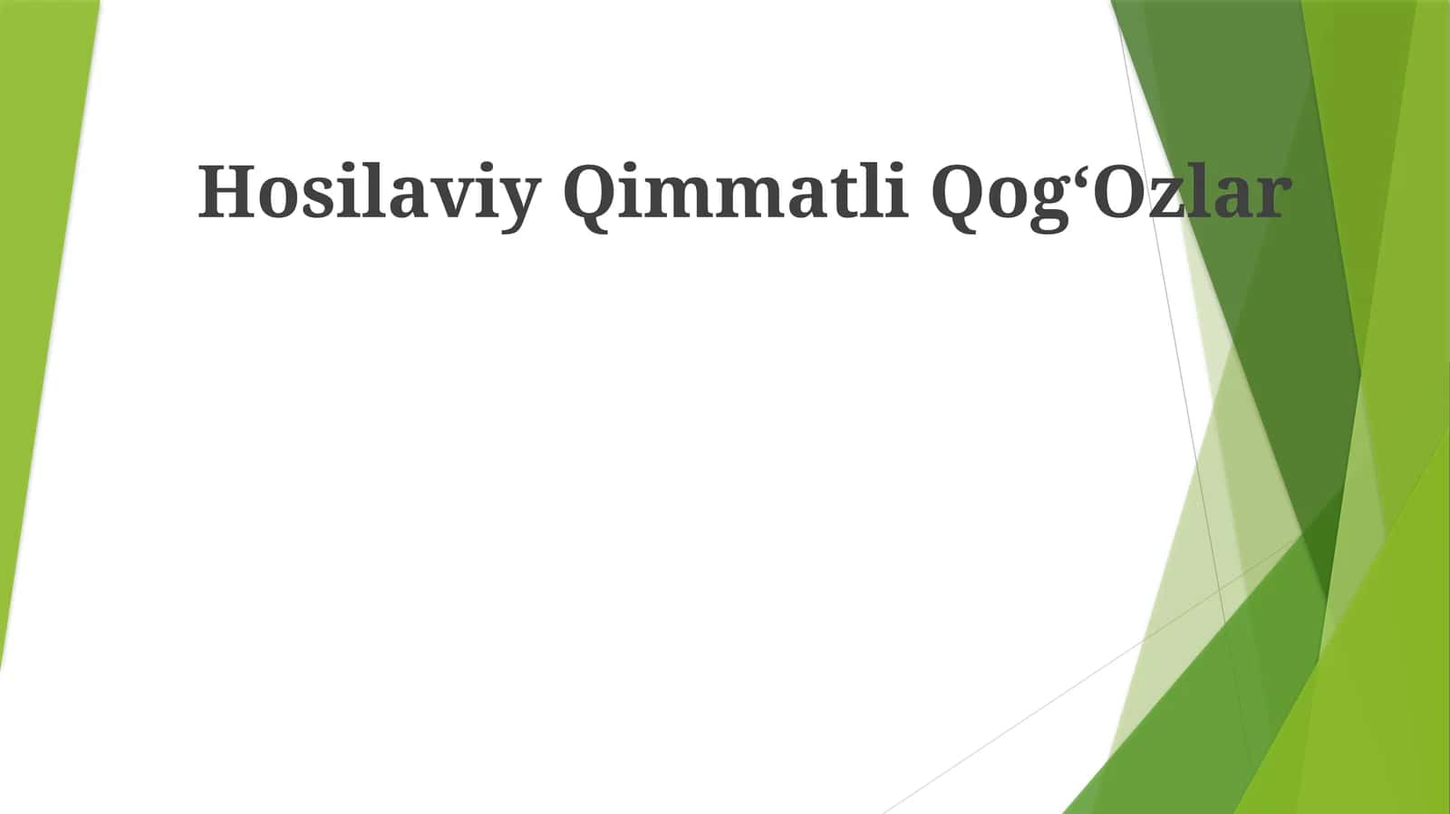 Hosilaviy Qimmatli Qog‘Ozlar