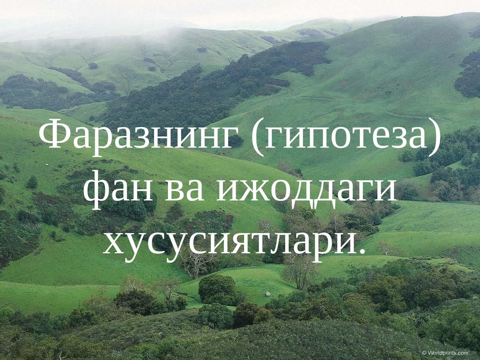 Фаразнинг (гипотеза) фан ва ижоддагихусусиятлари