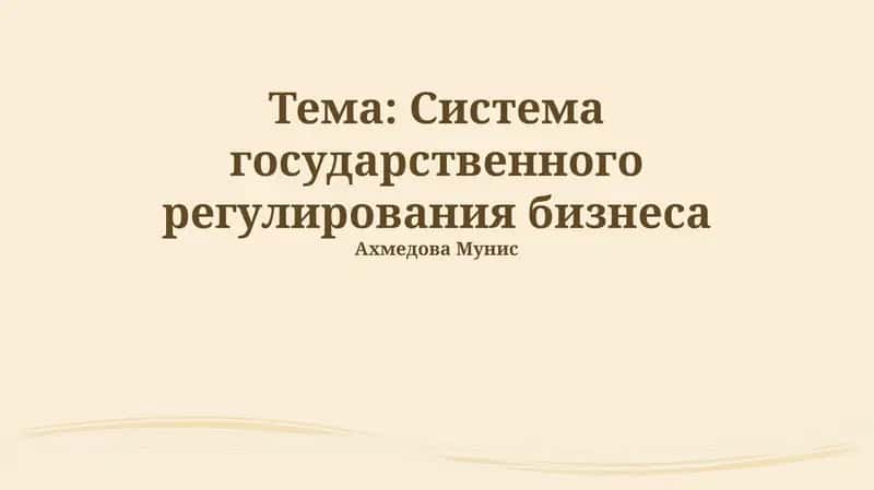 Система государственного регулирования бизнеса