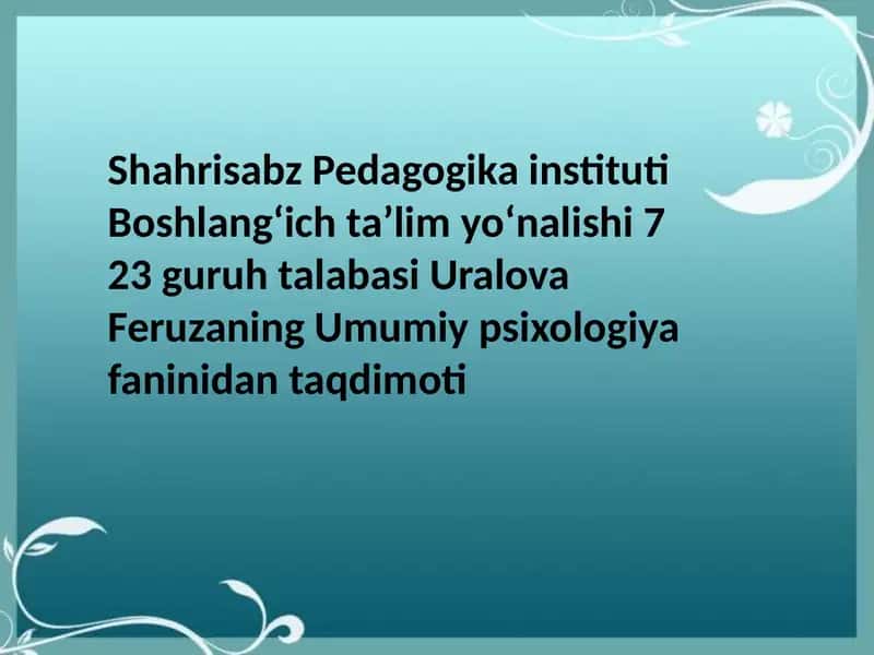 Komilinsonning Psixologik Tuzilmasi