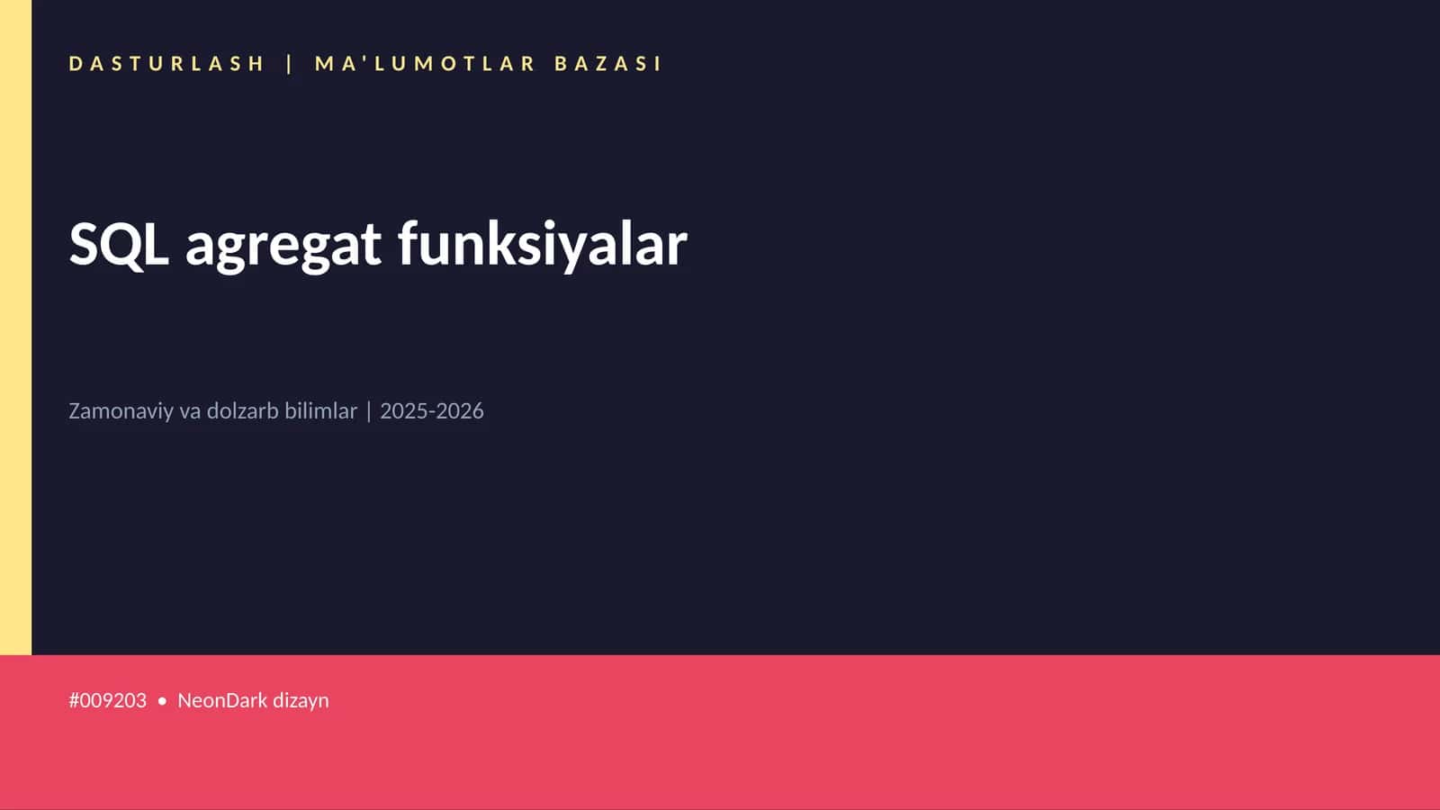 SQL agregat funksiyalar
