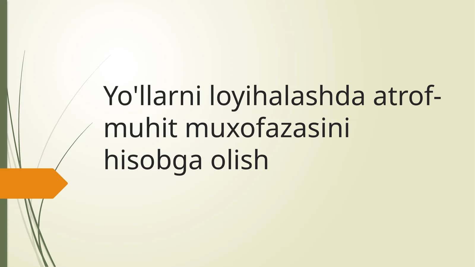 Yo'llarni loyihalashda atrof-muhit muxofazasini hisobga olish