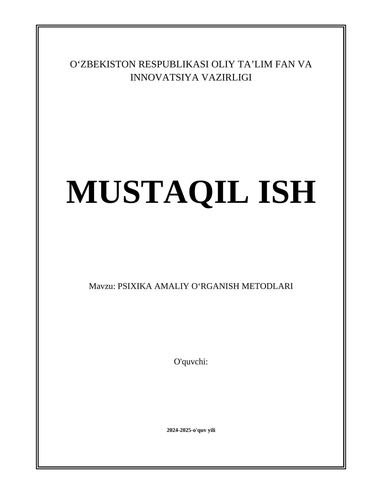 PSIXIKA AMALIY OʻRGANISH METODLARI