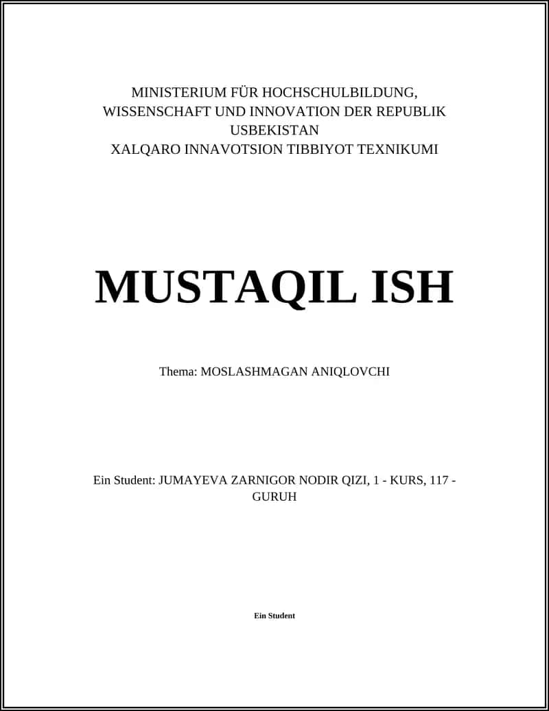 MOSLASHMAGAN ANIQLOVCHI