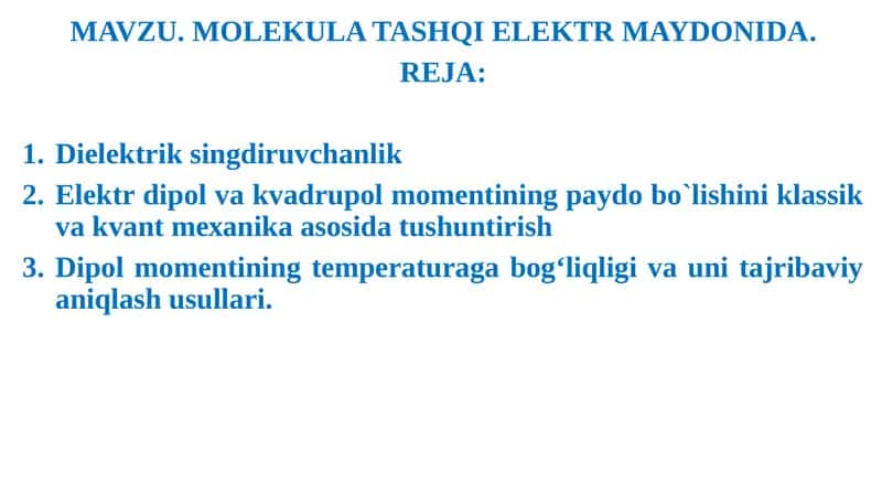 Molekula tashqi elektr maydonida