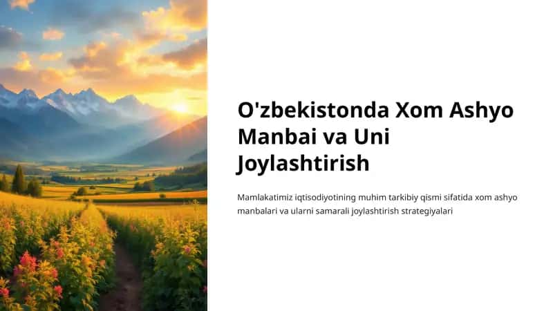 Xom Ashyo Manbai va Uni Joylashtirish