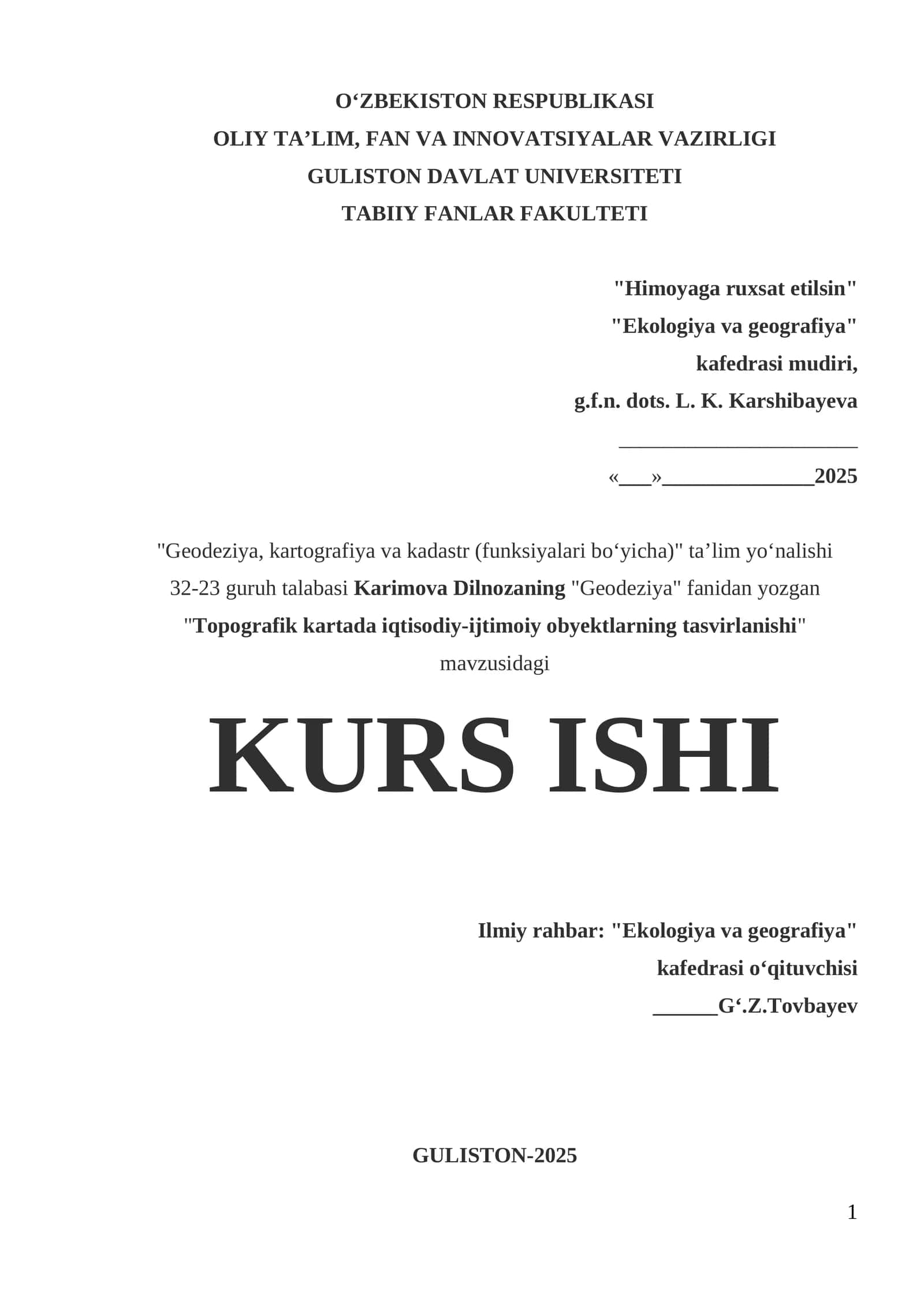 Topografik kartalarning tasnifi va ishlanishi
