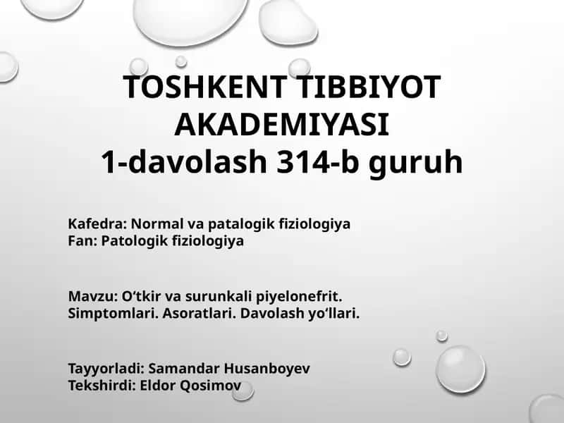 Oʻtkir va surunka li pielonefrit