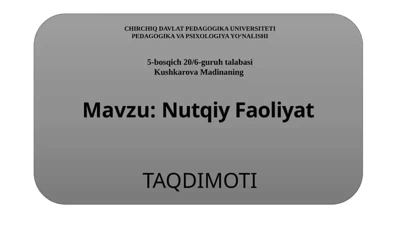 Nutqiy Faoliyat