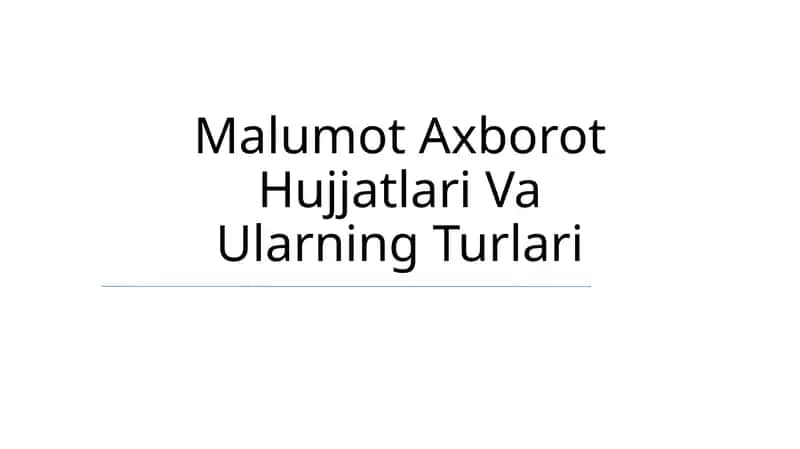 Kirish Ma'lumot va Hujjatlari