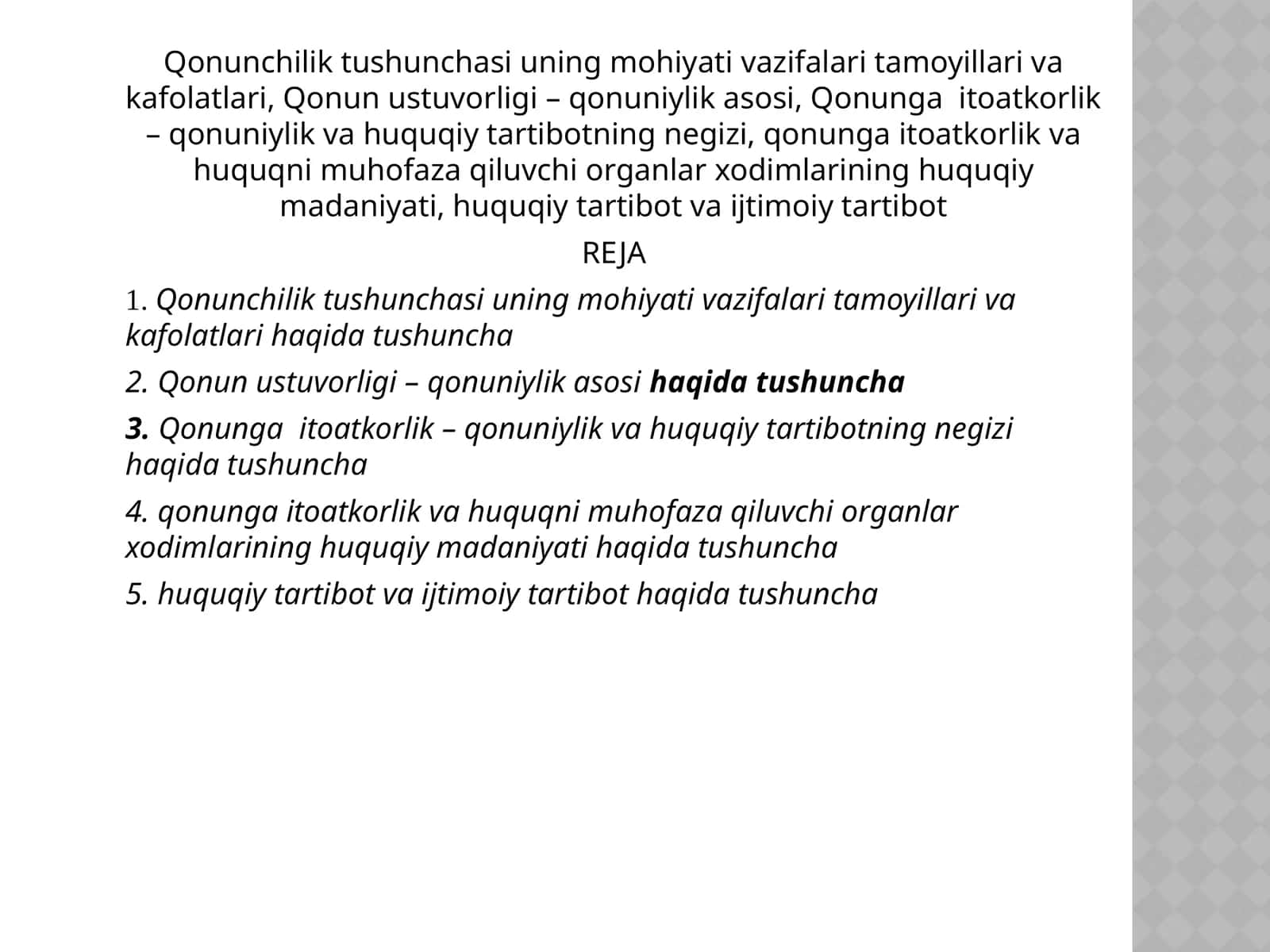 huquq fanidan mustaqil ish