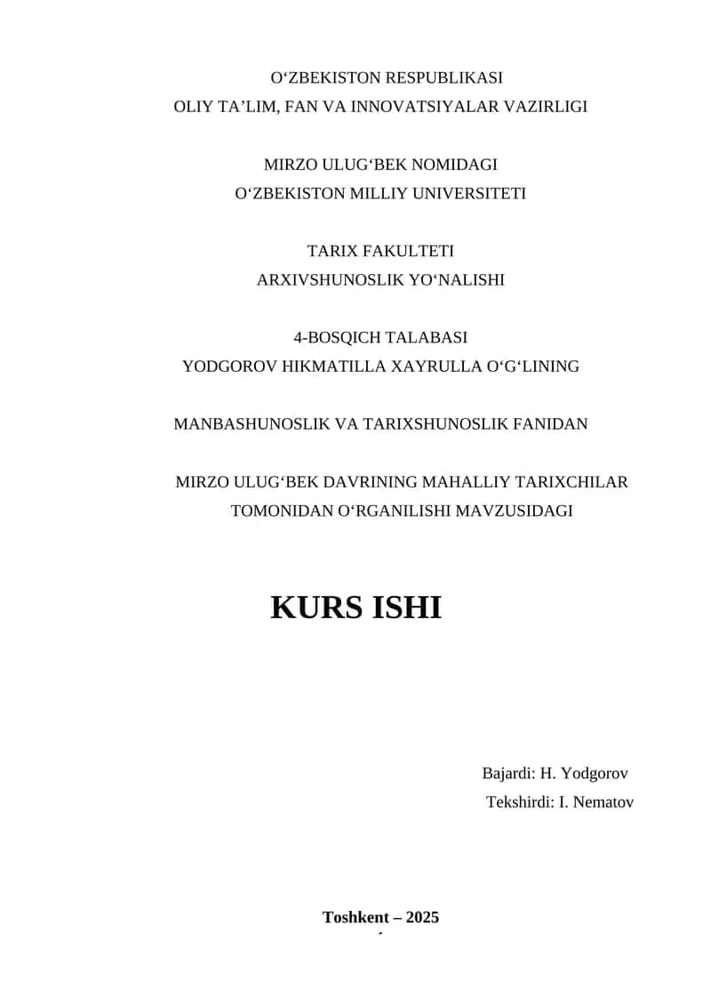 Mirzo Ulugʻbek davrining mahalliy tarixchilar tomonidan yoritilishi