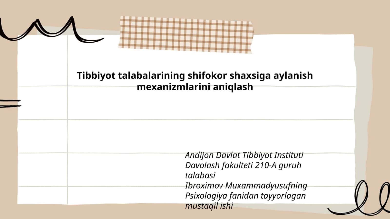 Tibbiyot talabalarining shifokor shaxsiga aylanish mexanizmlarini aniqlash