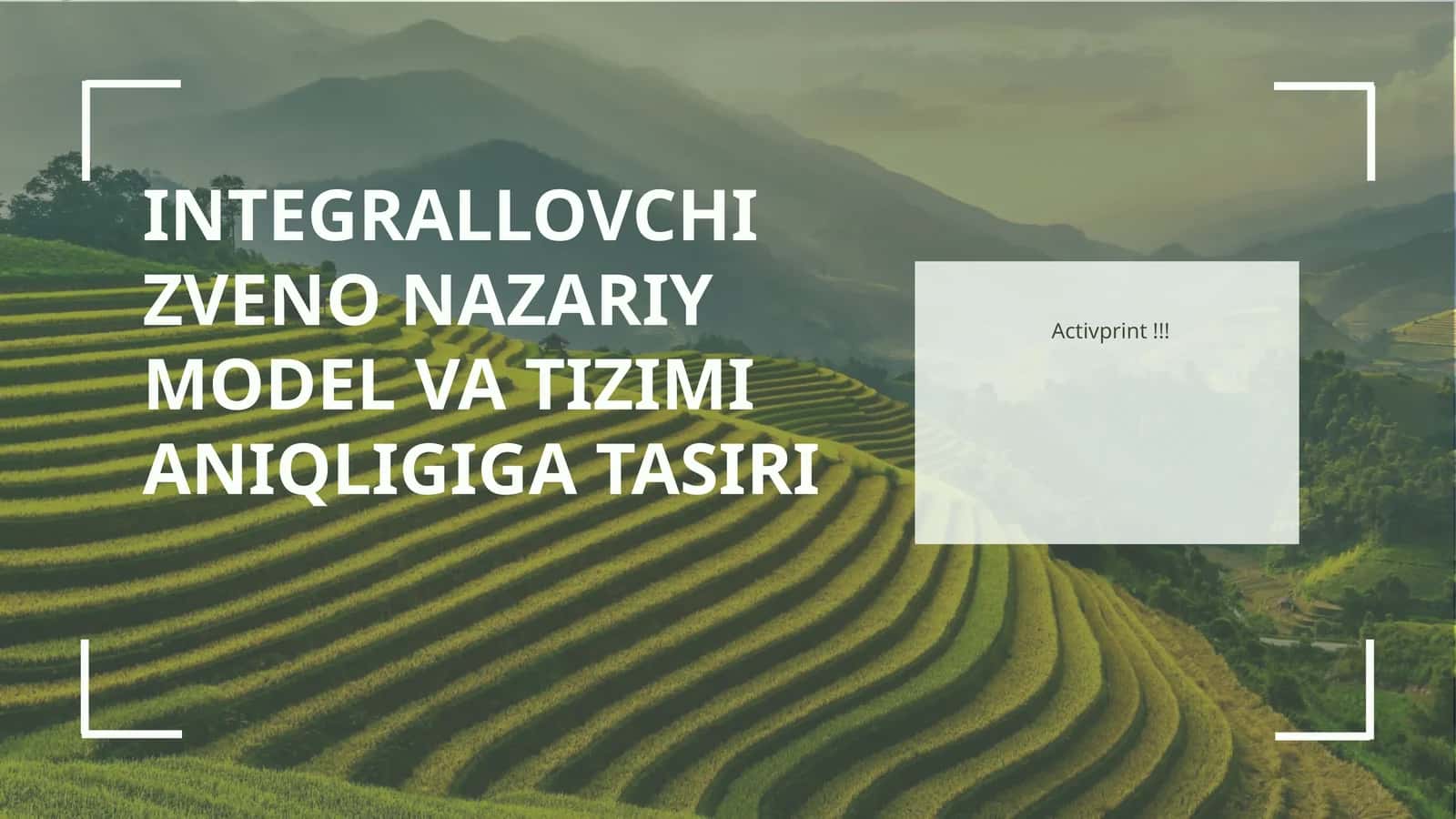 INTEGRALLOVCHI ZVENO NAZARIY MODEL VA TIZIMI ANIQLIGIGA TASIRI
