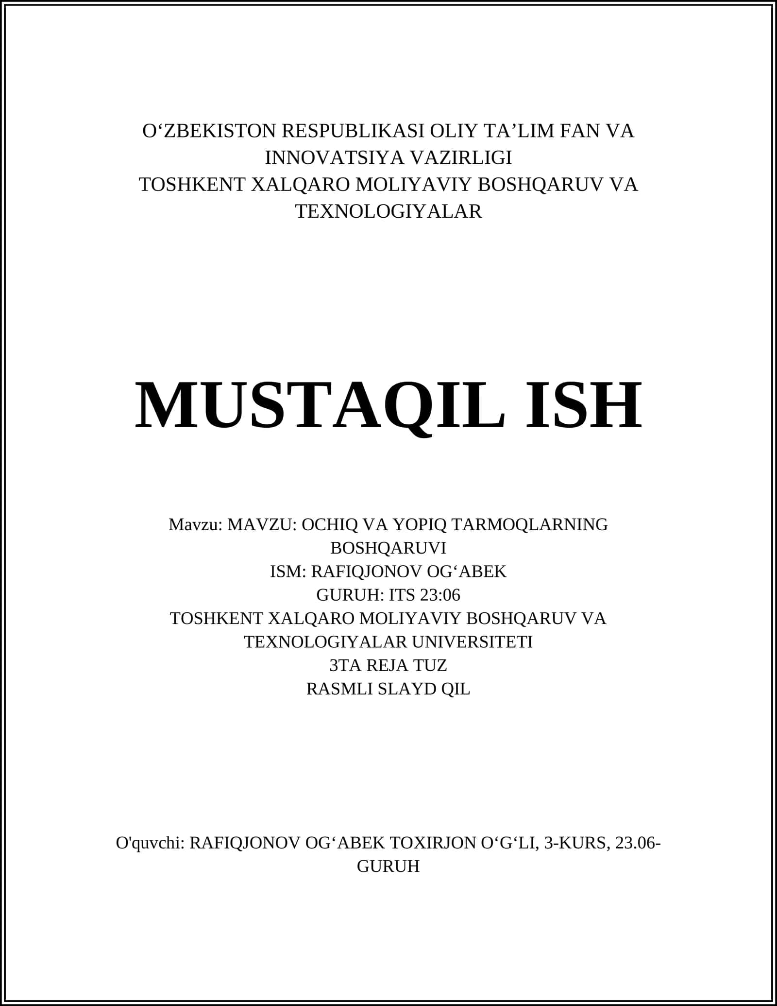 Ochiq va yopiq tarmoqlarning taʼrifi va asosiy farqlari
