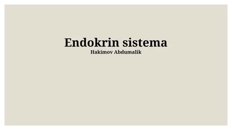 Endokrin sistema