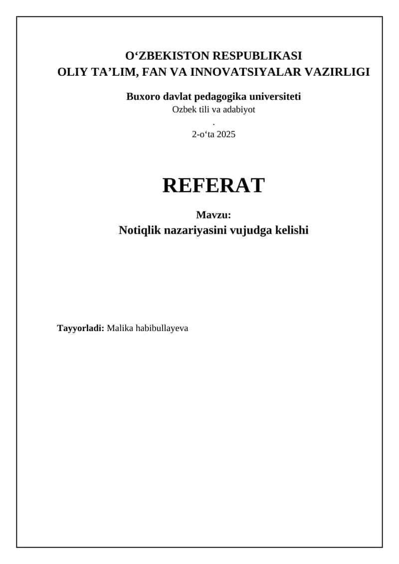 Notiqlik nazariyasini vujudga kelishi