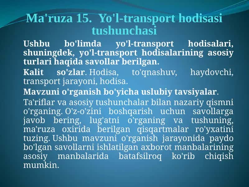 Yo'l-transport hodisasi