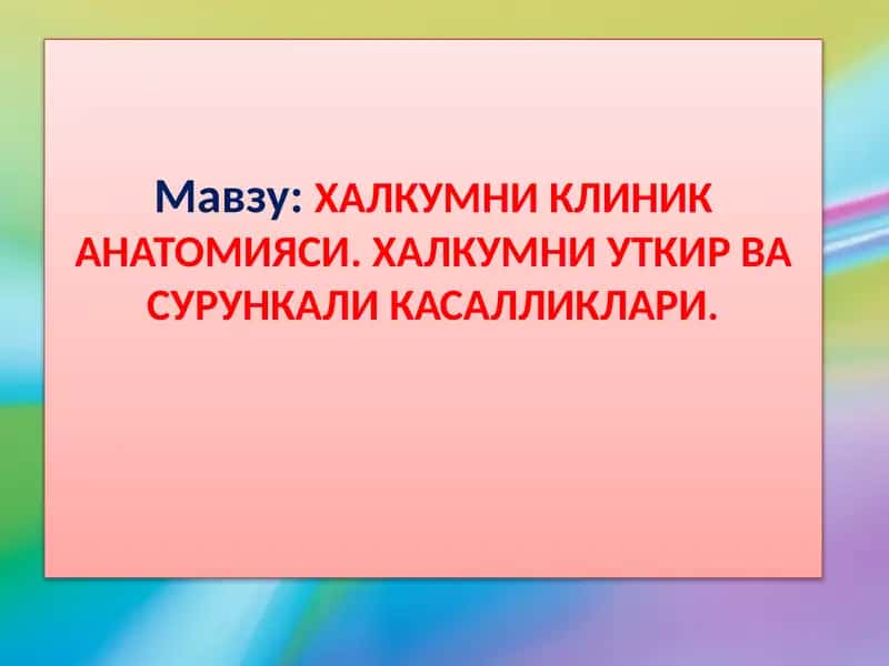 ХАЛКУМНИКЛИНИК АНАТОМИЯСИ