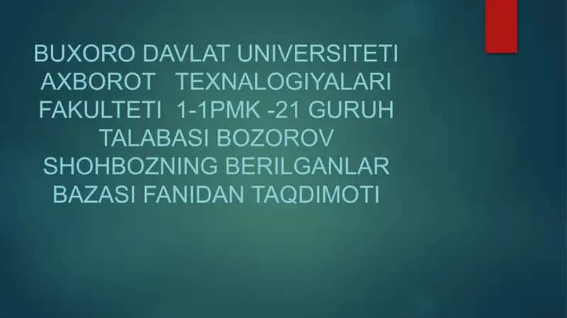 SQL(Structured Query Language) taqdimoti