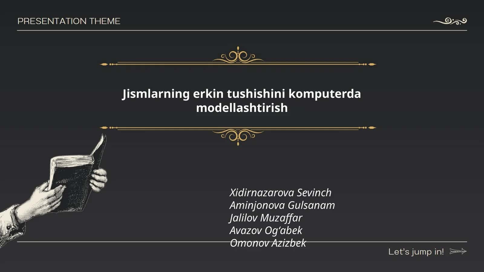Jismlarning erkin tushishini komputerda modellashtirish