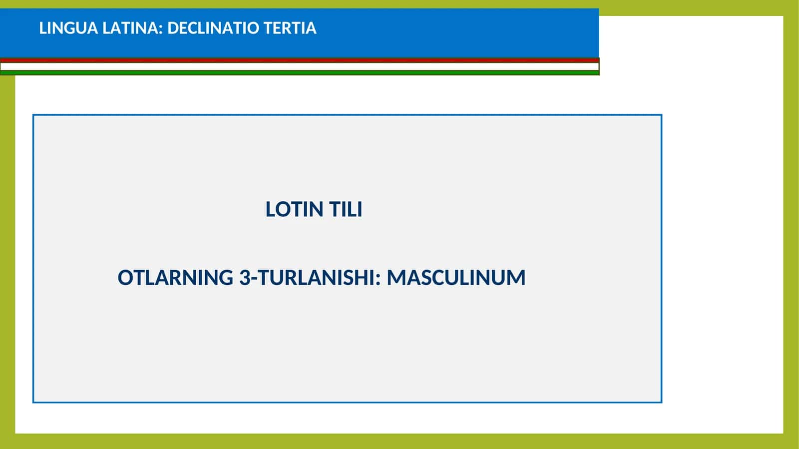 LOTIN TILI: OTLARNING 3-TURLANISHI: MASCULINUM
