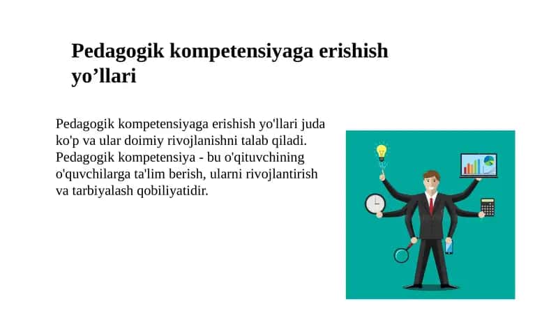 Pedagogik kompetensiya ga erishish yo'llari