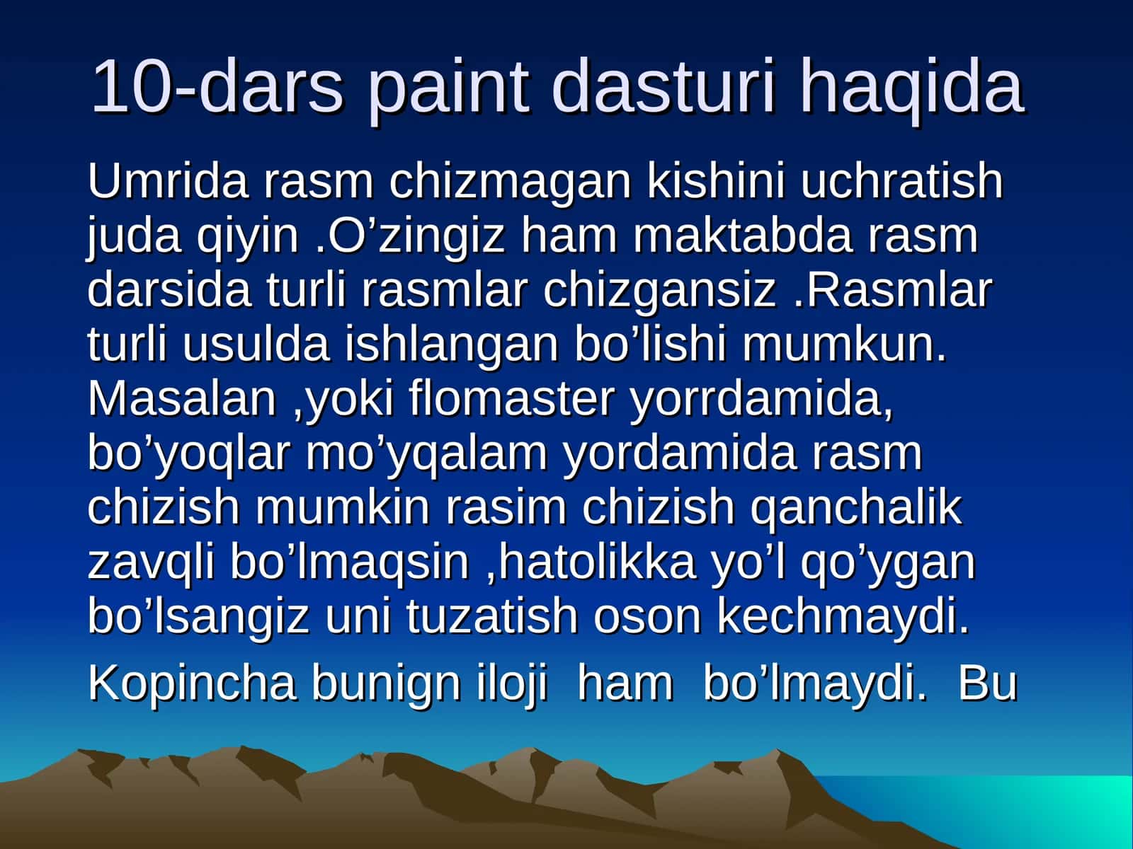 10-dars paint dasturi haqida
