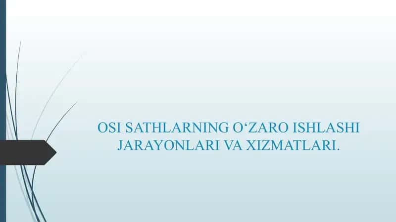 OSI SATHLARNING O‘ZARO ISHLASHI JARAYONLARI VA XIZMATLARI.