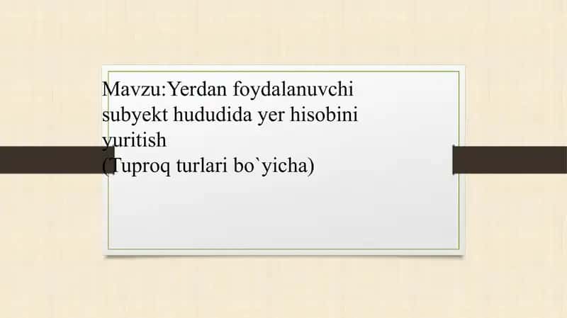 Yer hisobini yuritish