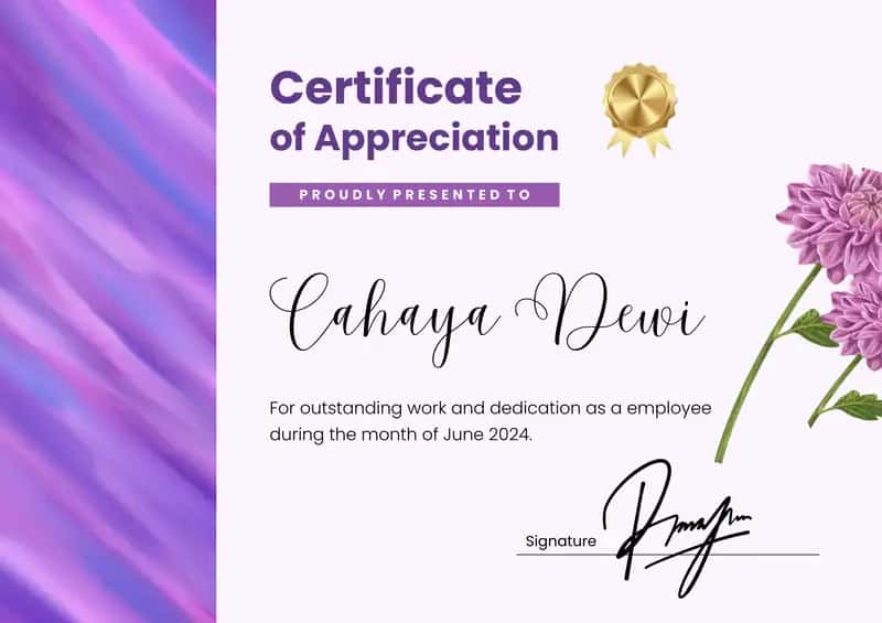 Certificate of Appreciation
