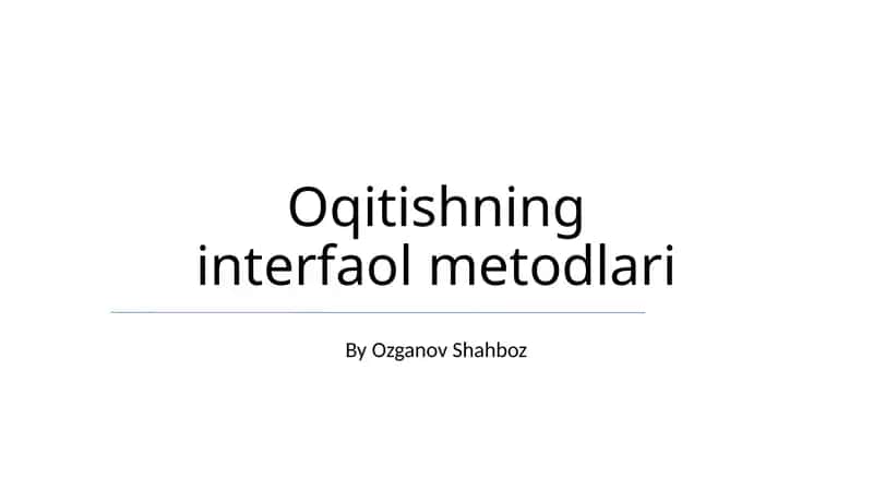 Oqitishning interfaol metodlari