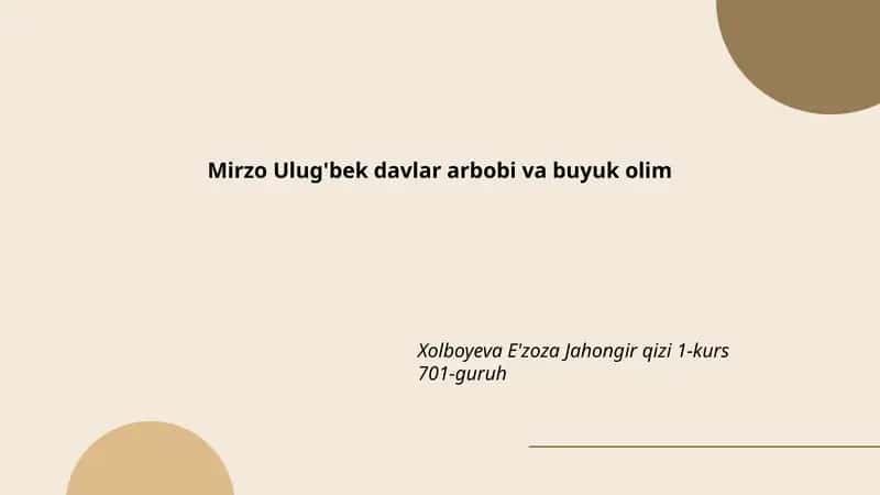 Mirzo Ulug'bek