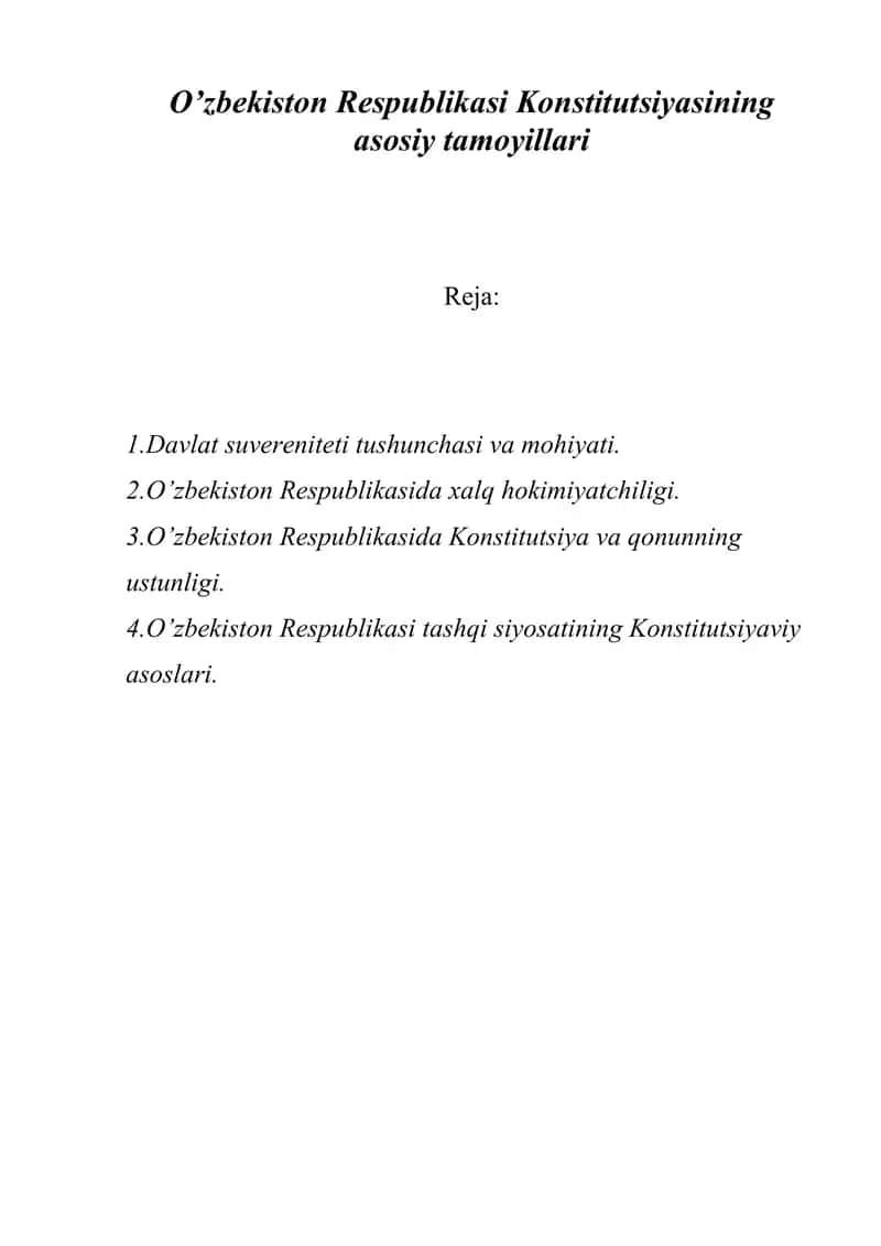 O’zbekiston Respublikasi Konstitutsiyasi
