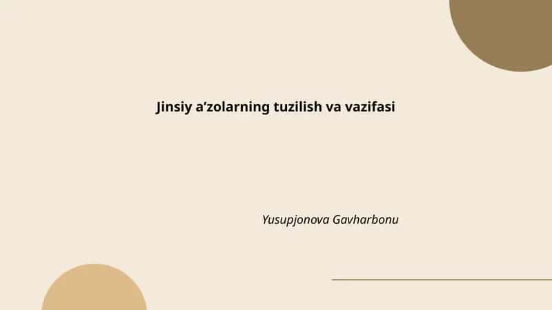 Jinsiy aʼzolarning tuzilish va vazifasi
