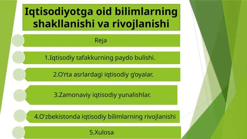 Iqtisodiyotga oid bilimlarning shakllanishi va rivojlanishi