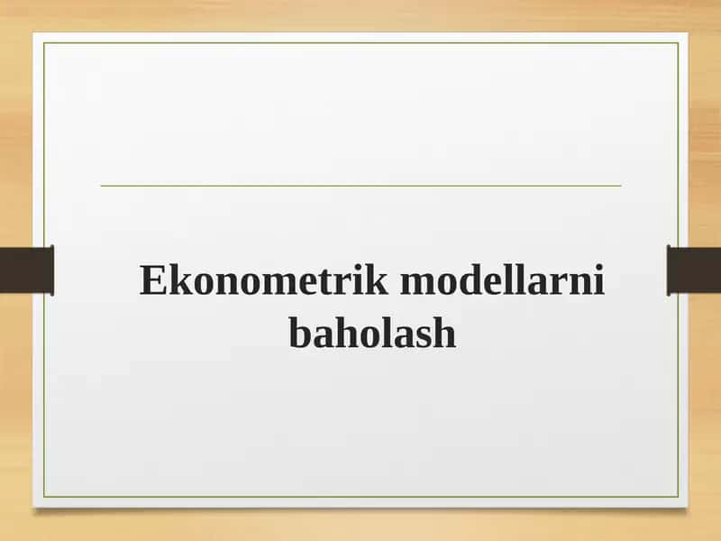 Ekonometrik modellarni baholash