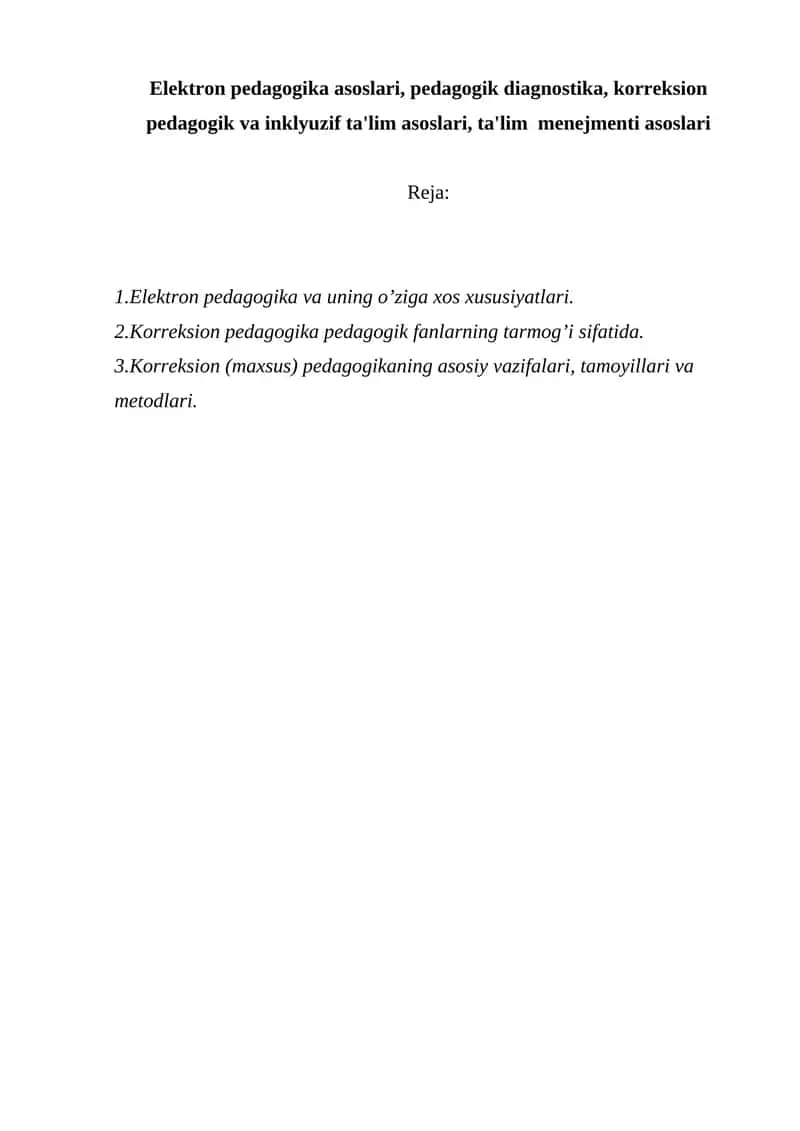 Elektron pedagogika asoslari