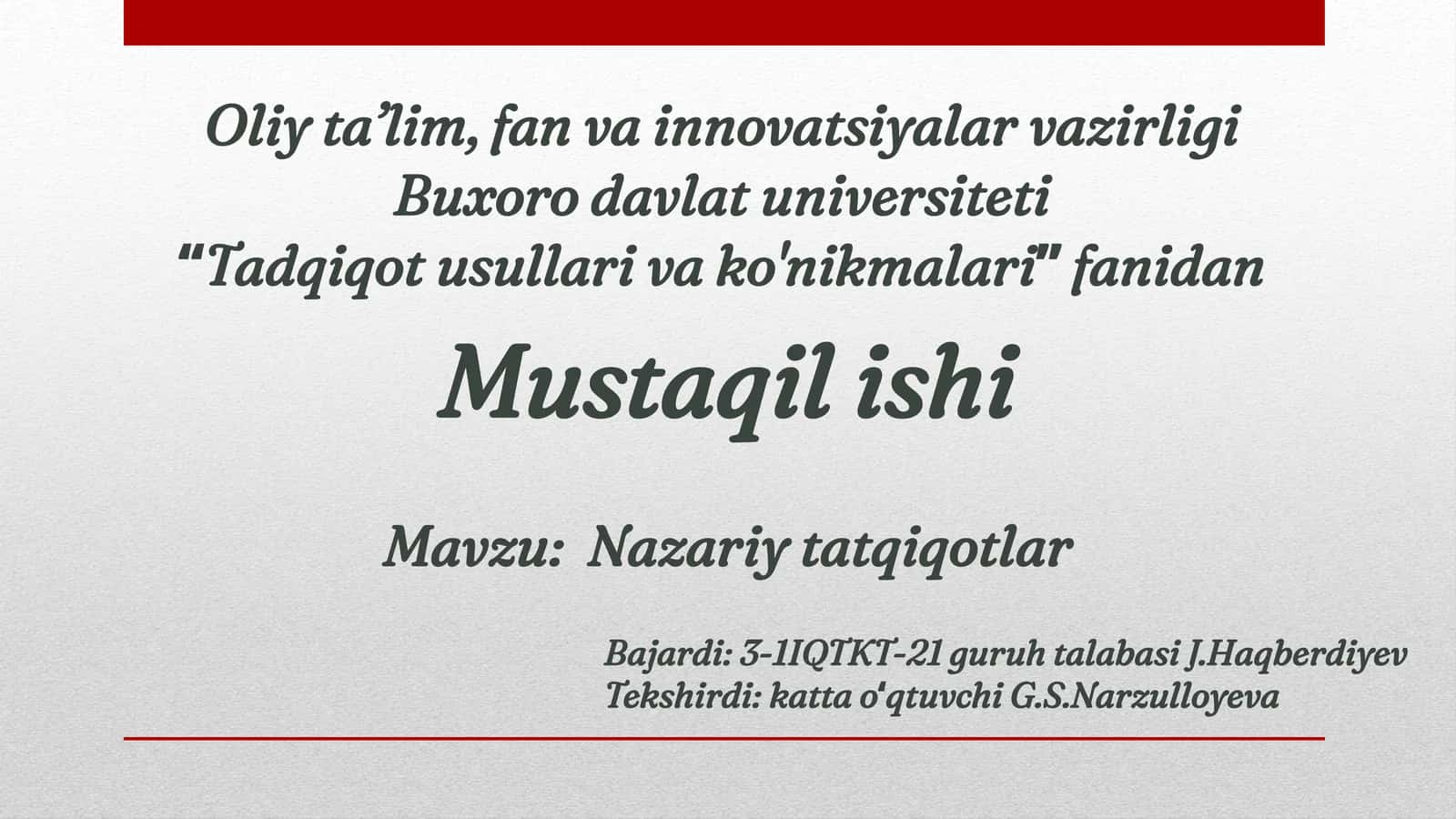 Nazariy tadqiqotlar