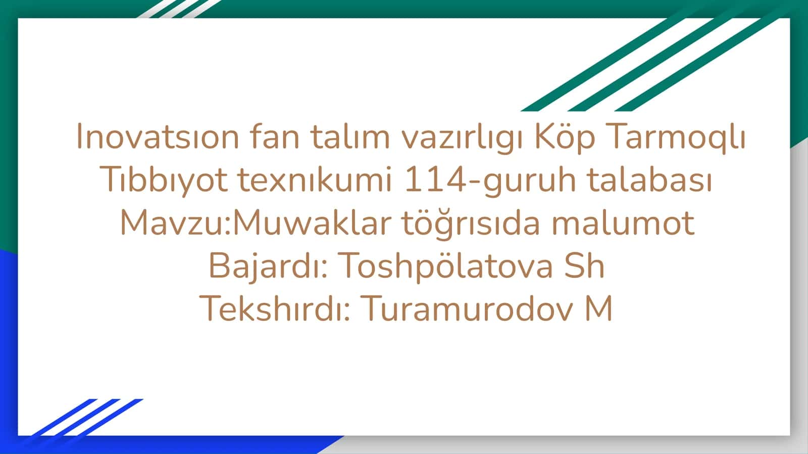 Muwaklar töğrısıda malumot