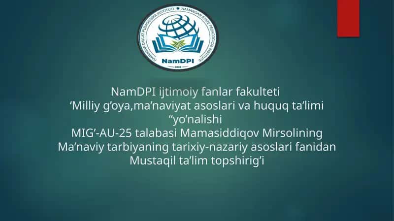 Ma’naviy tarbiyaning tarixiy-nazariyasi