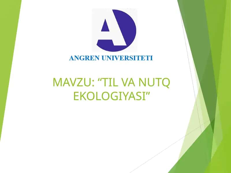 Til va Nutq Ekologiyasi