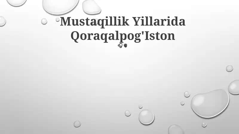 Mustaqillik Yillarida Qoraqalpog'Iston